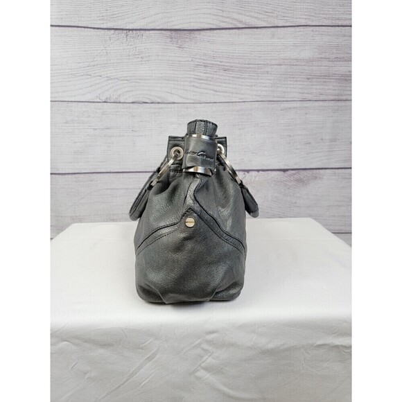 KENNETH Cole Leather Off The Cuff Satchel Bag Grey Pewter - Picture 2 of 11